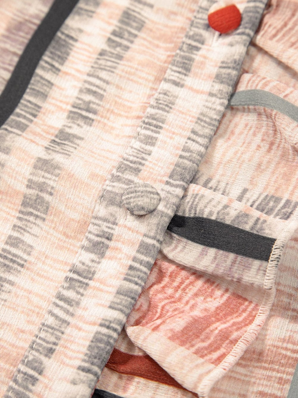 Khaki Striped Frill Detail Multicolor Shirt