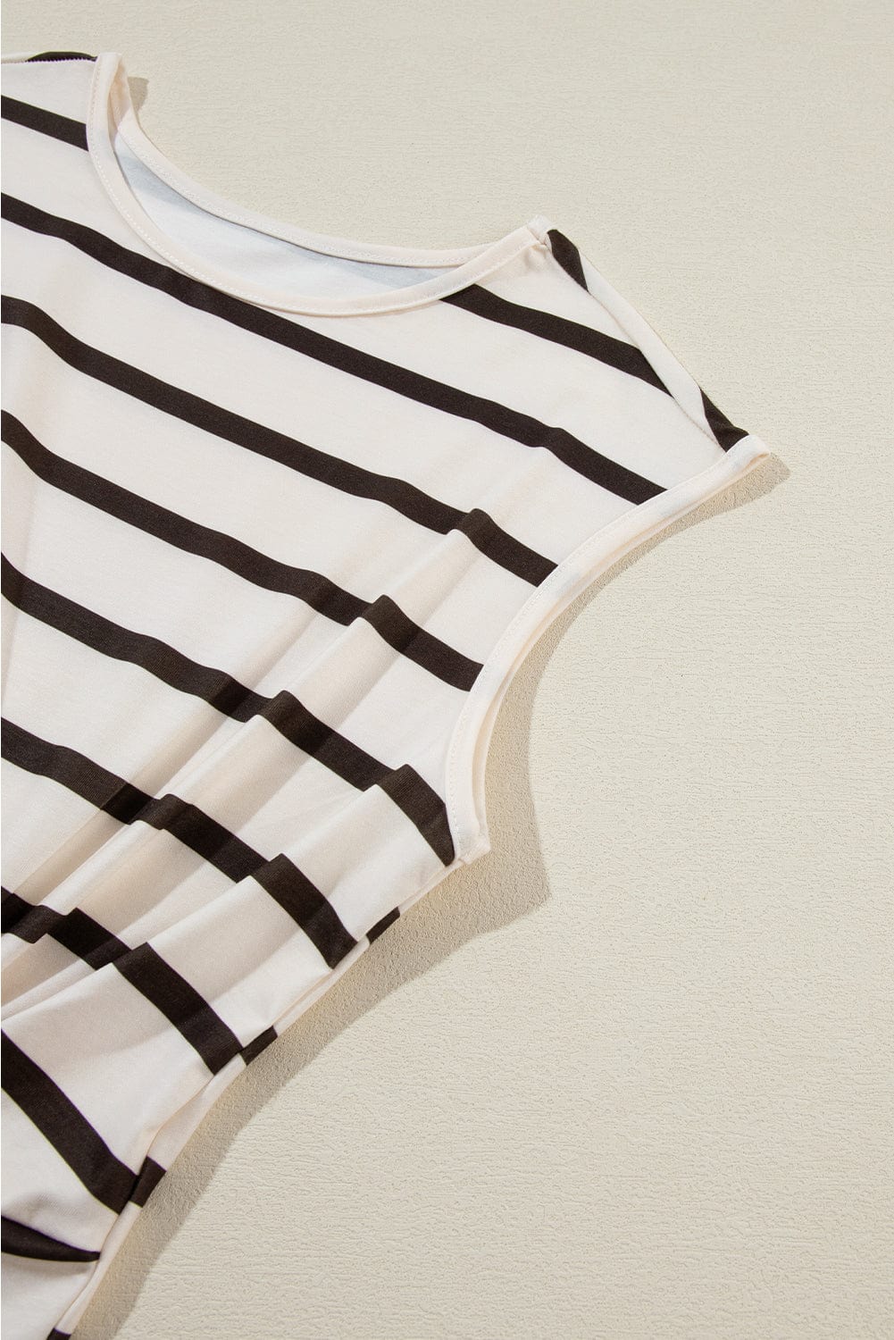Khaki Striped Twist Detail Split Thigh Midi Dress