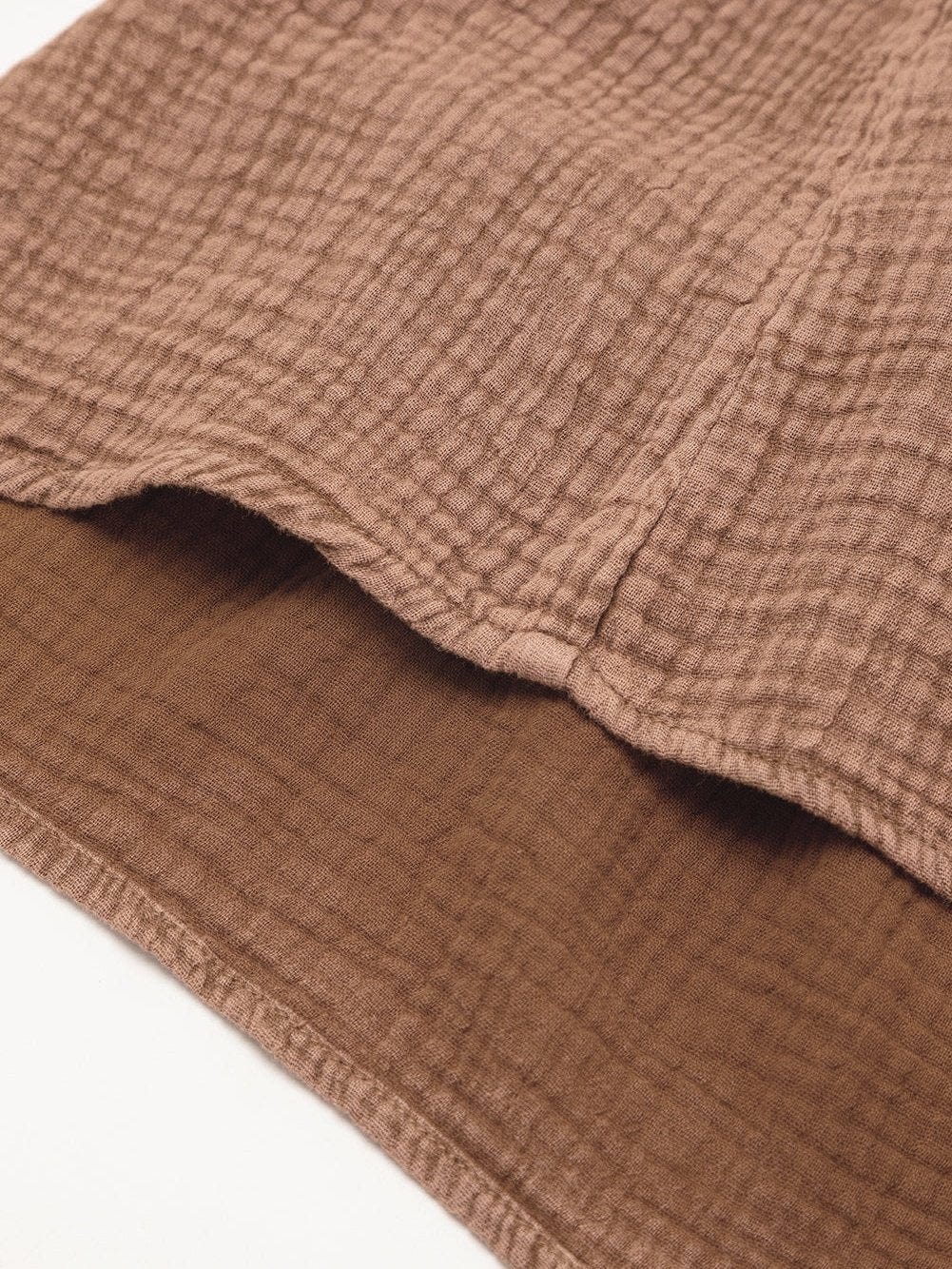 Khaki Waffle Knit Crinkle Patchwork Ruffle Hem Mini Dress