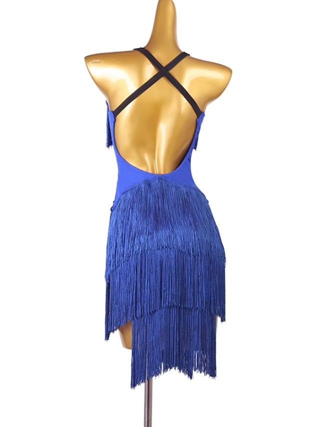 Latin Dance Dress Tassel Split Joint Women's Performance Training Sleeveless Chinlon - LuckyFash™