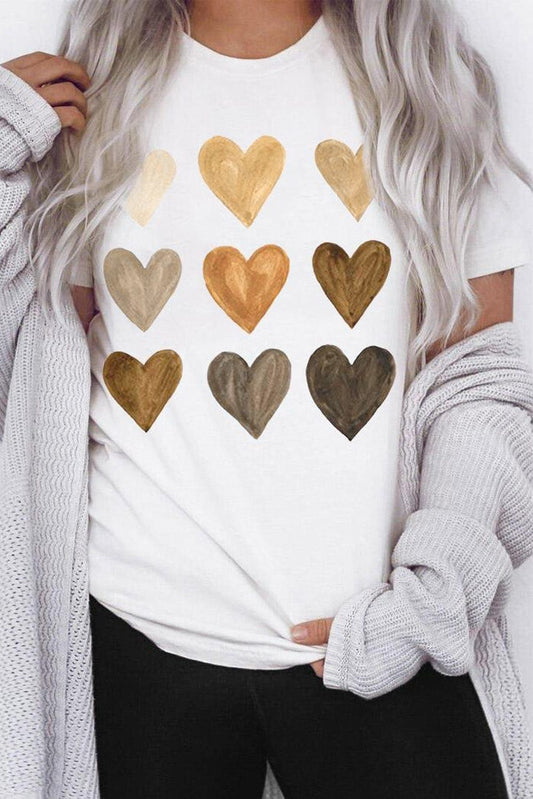 Kindness in White Heart Print Tee for Summer Love