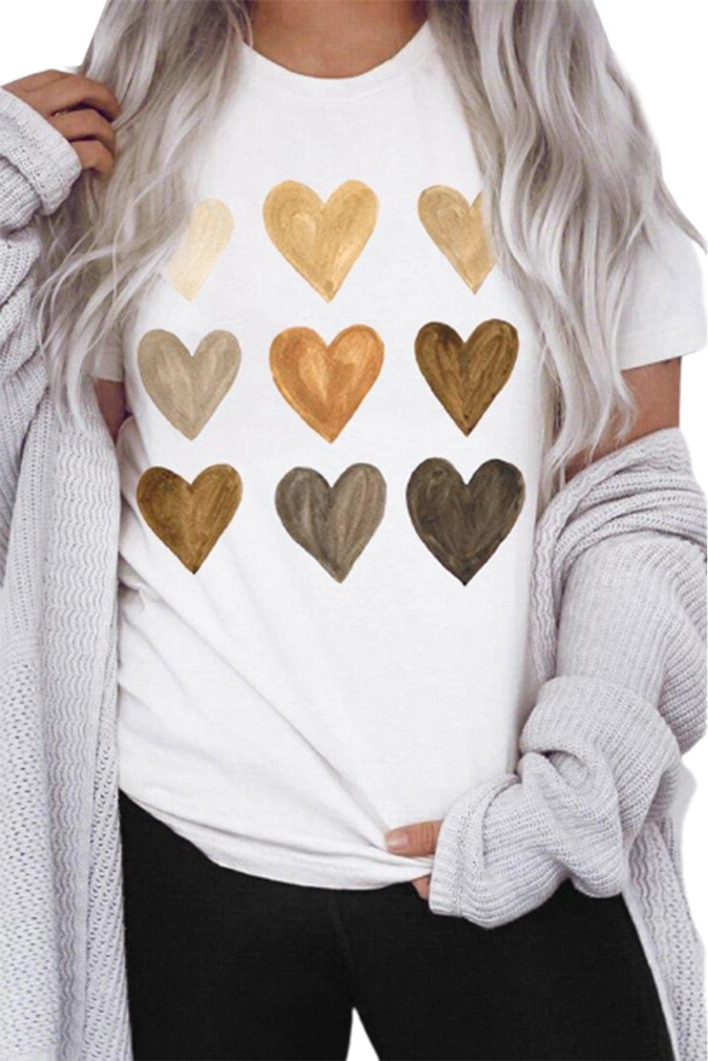 Kindness in White Heart Print Tee for Summer Love
