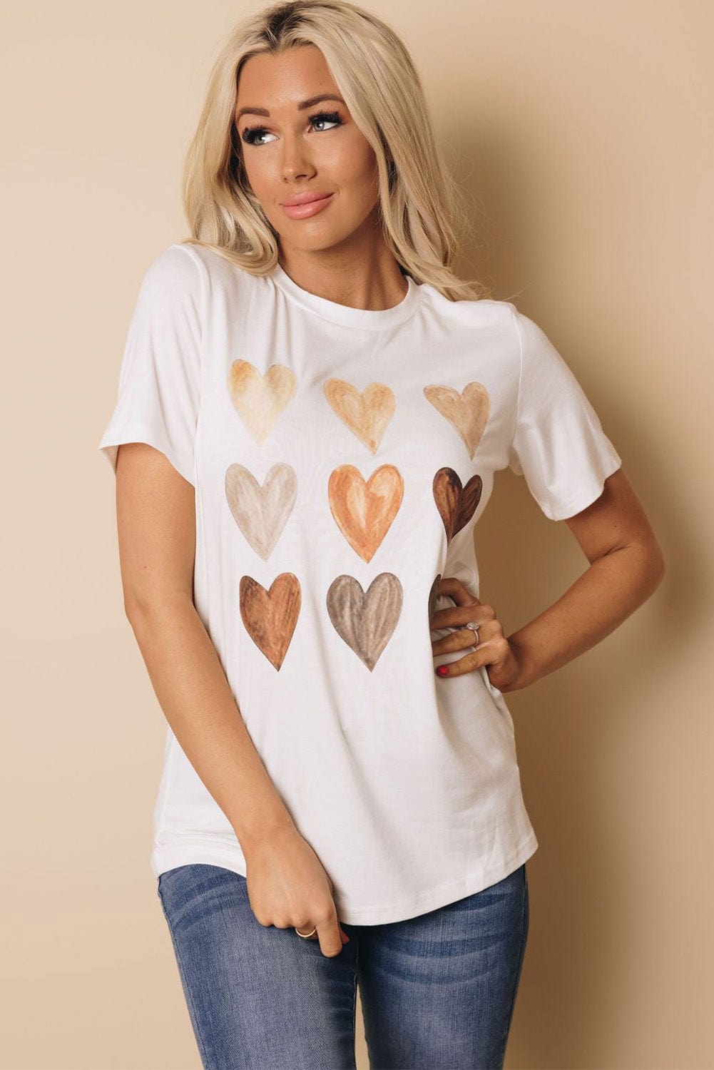 Kindness in White Heart Print Tee for Summer Love