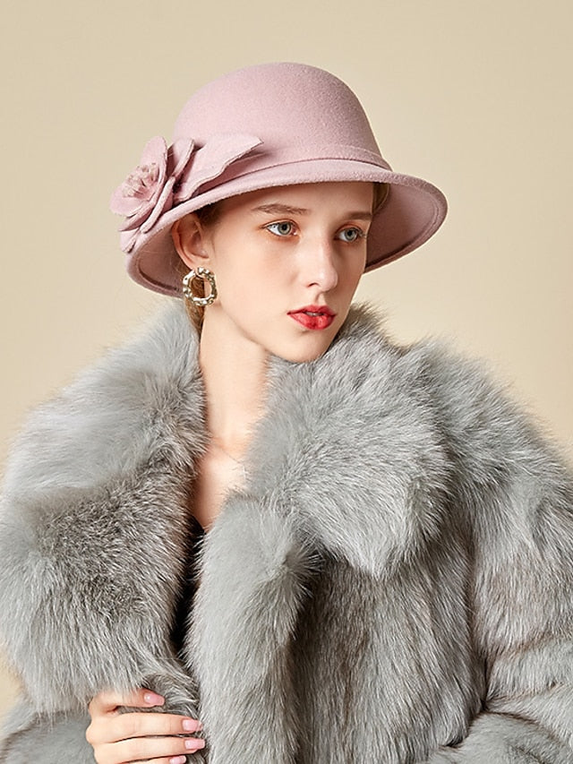 Women's Party Hat Party Wedding Special Occasion Flower Flower Wine Black Hat Red Fall Winter Spring Holiday - LuckyFash™