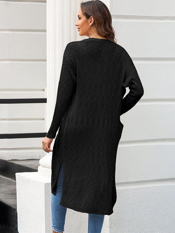 Knitted Loose Fit Buttonless Cardigan Sweater in Solid Color