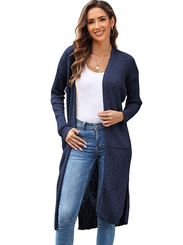 Knitted Loose Fit Buttonless Cardigan Sweater in Solid Color