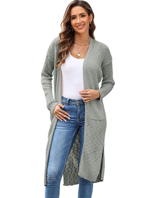 Knitted Loose Fit Buttonless Cardigan Sweater in Solid Color
