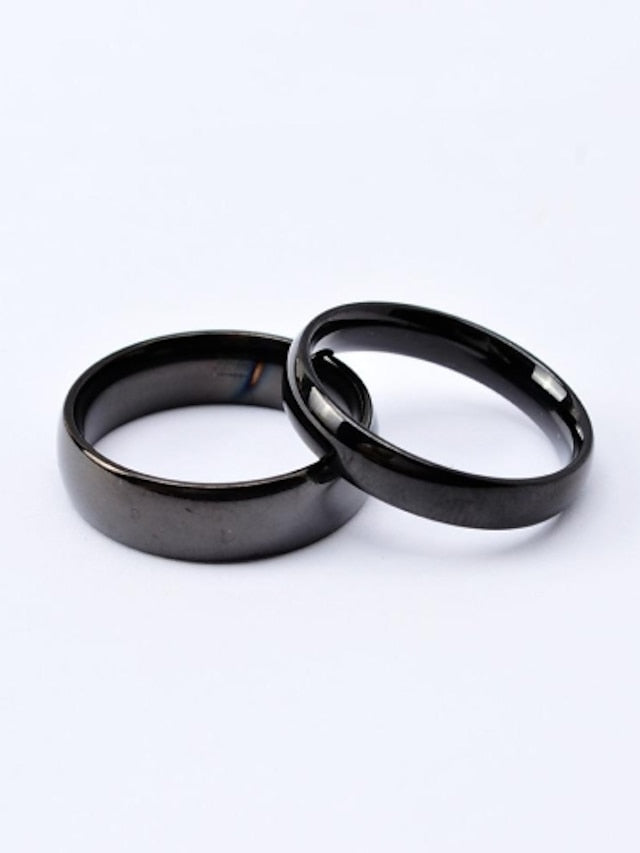 Couple Rings Band Ring For Women's Wedding Anniversary Gift Titanium Steel Gold Plated Classic Love Friendship Gold Black - LuckyFash™
