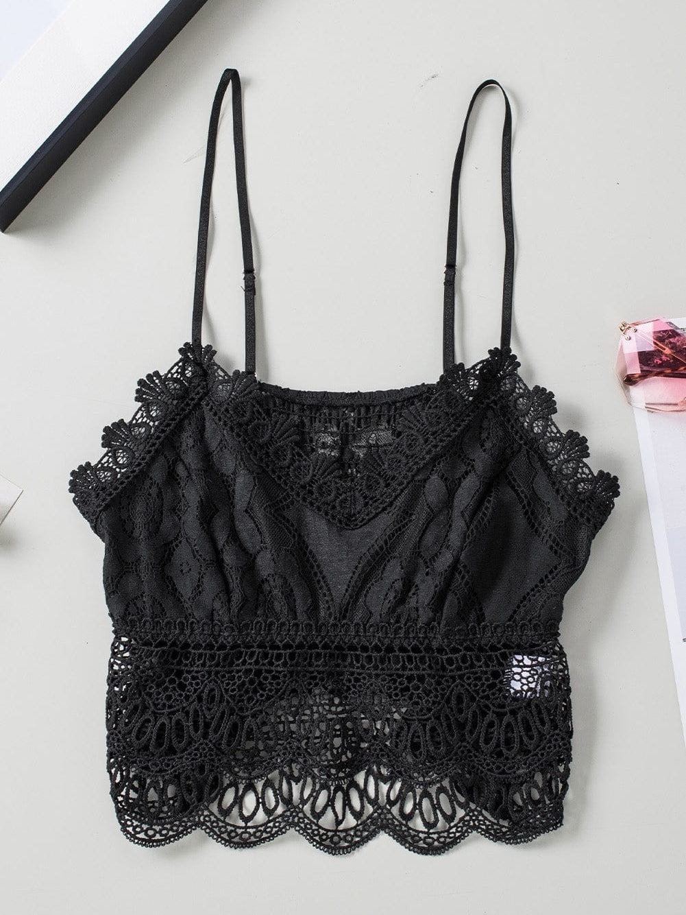 Lacy Black Strappy Bralette Top
