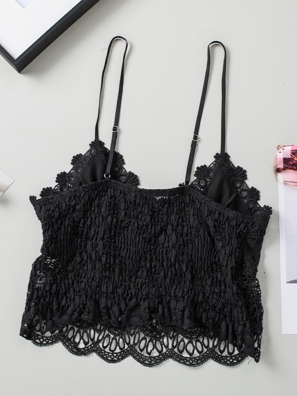 Lacy Black Strappy Bralette Top
