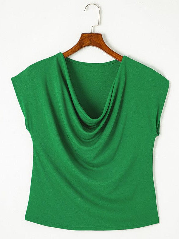 Ladies' Chic Off-Shoulder Slim Fit Tee in Solid Color Palette