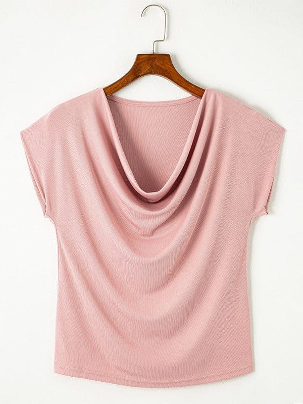 Ladies' Chic Off-Shoulder Slim Fit Tee in Solid Color Palette