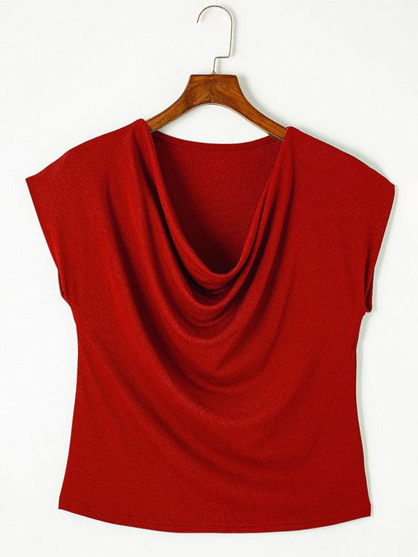 Ladies' Chic Off-Shoulder Slim Fit Tee in Solid Color Palette