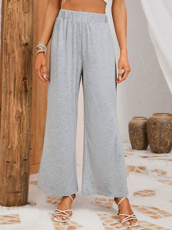 Ladies' Comfy Gray Home Trousers with High Waist