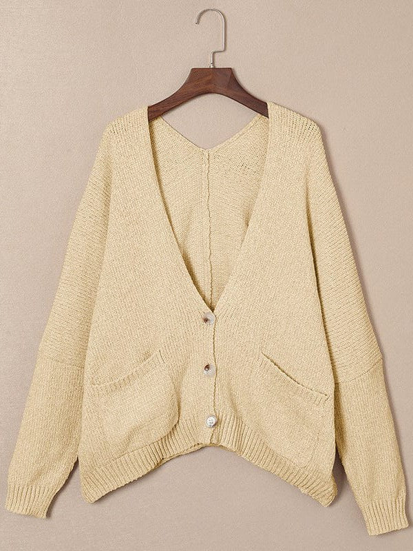 Ladies Knit Long Sleeve Cardigan and Sweater in Solid Color
