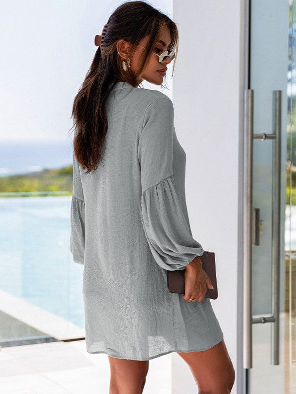 Lantern Sleeve Loose Fit Shirt Jacket for Women