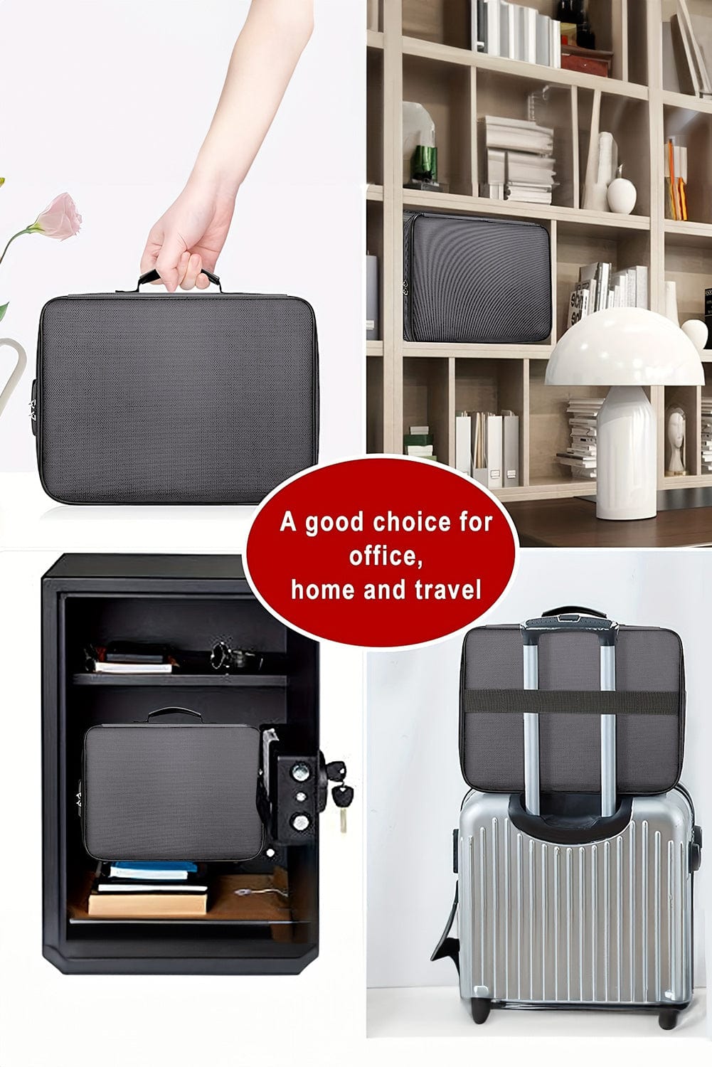 Large Capacity Dark Grey Certificate Organizer with Combination Lock