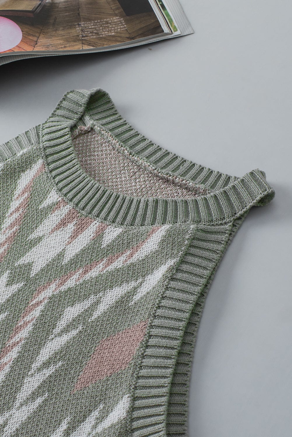 Laurel Green Aztec Print Sleeveless Knit Sweater Tank
