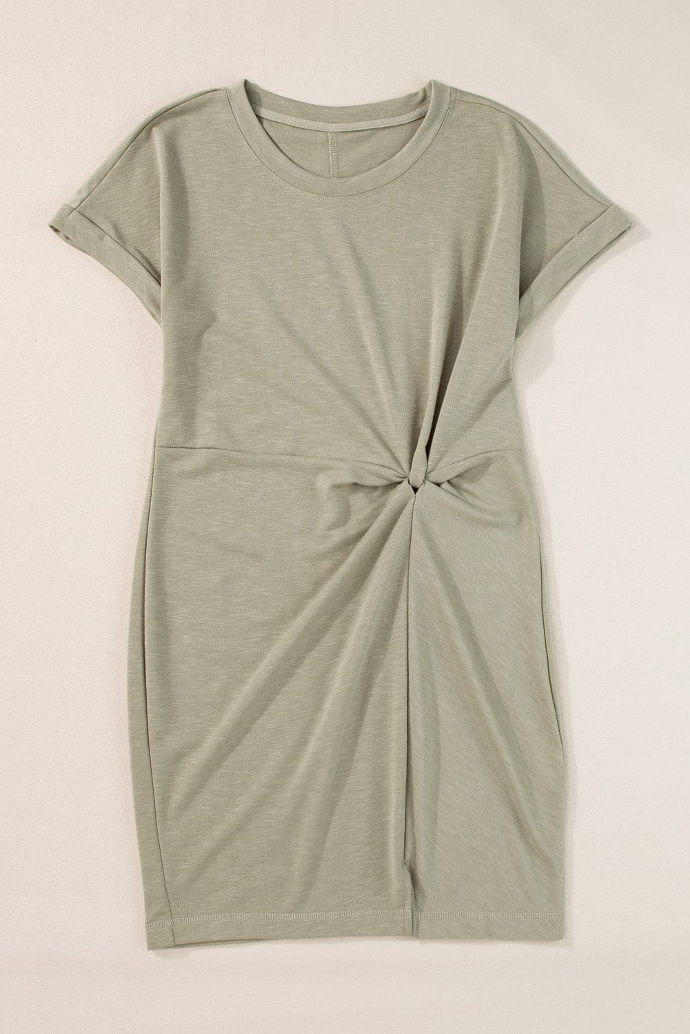 Laurel Green Twist Sleeve Mini T-Shirt Dress