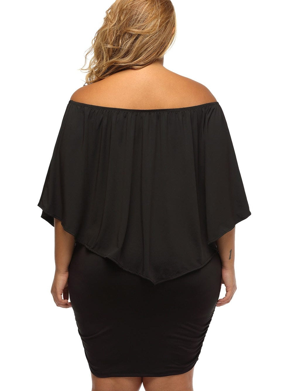 Layered Black Mini Poncho Dress with Versatile Styling