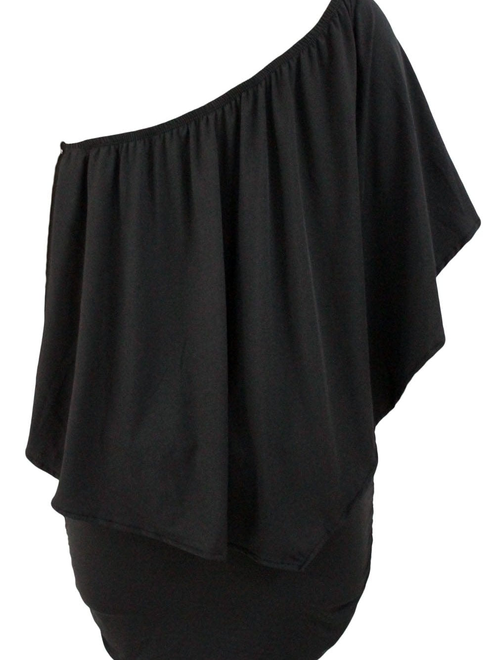 Layered Black Mini Poncho Dress with Versatile Styling