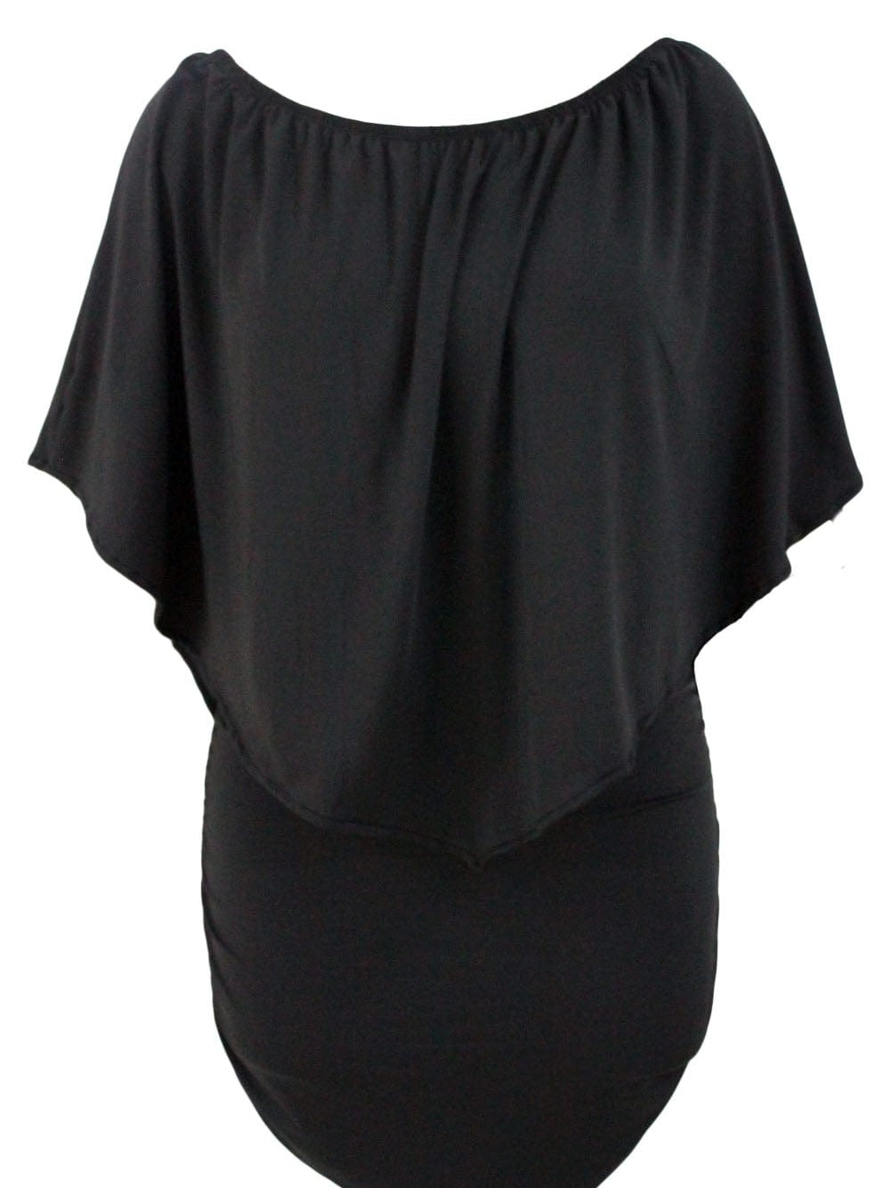 Layered Black Mini Poncho Dress with Versatile Styling
