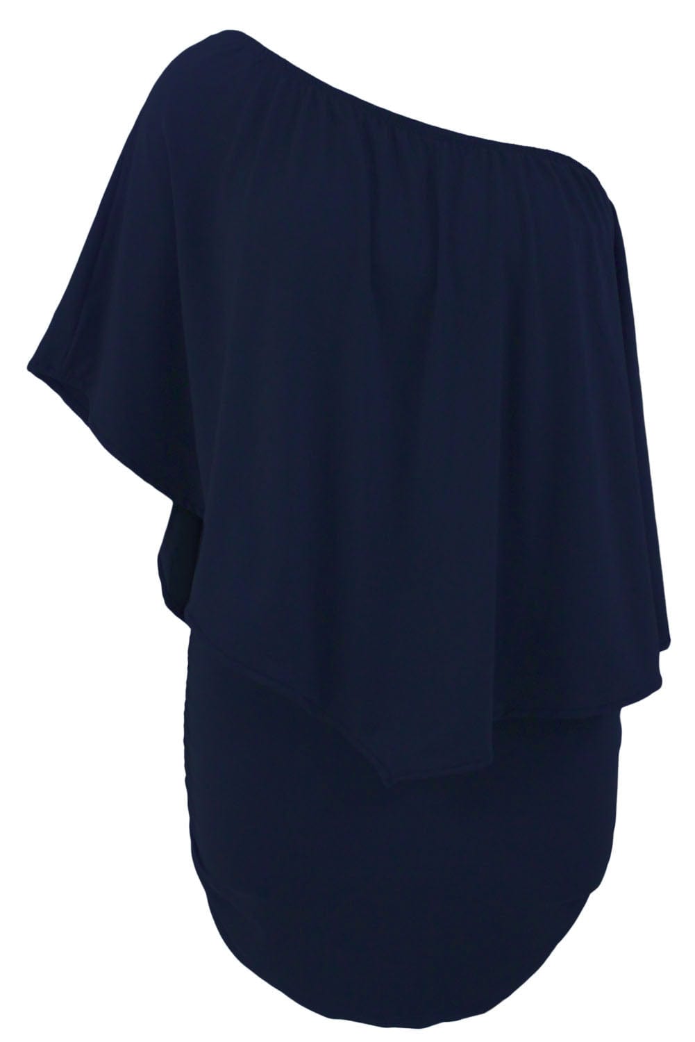 Layered Dark Blue Mini Poncho Dress with Versatile Styling Options