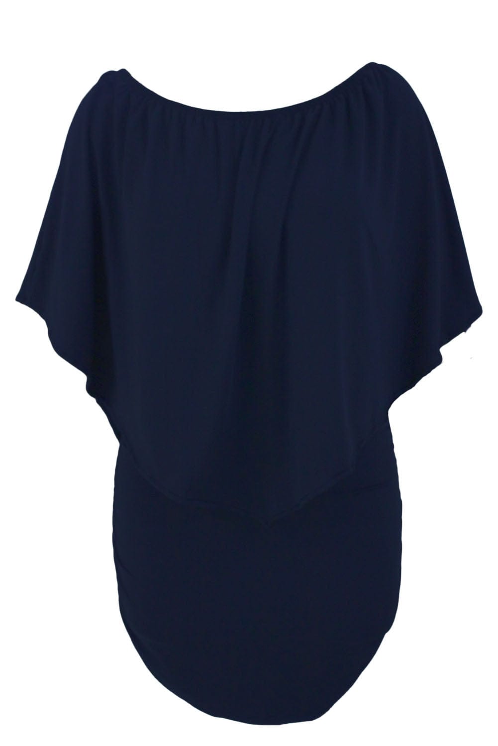 Layered Dark Blue Mini Poncho Dress with Versatile Styling Options