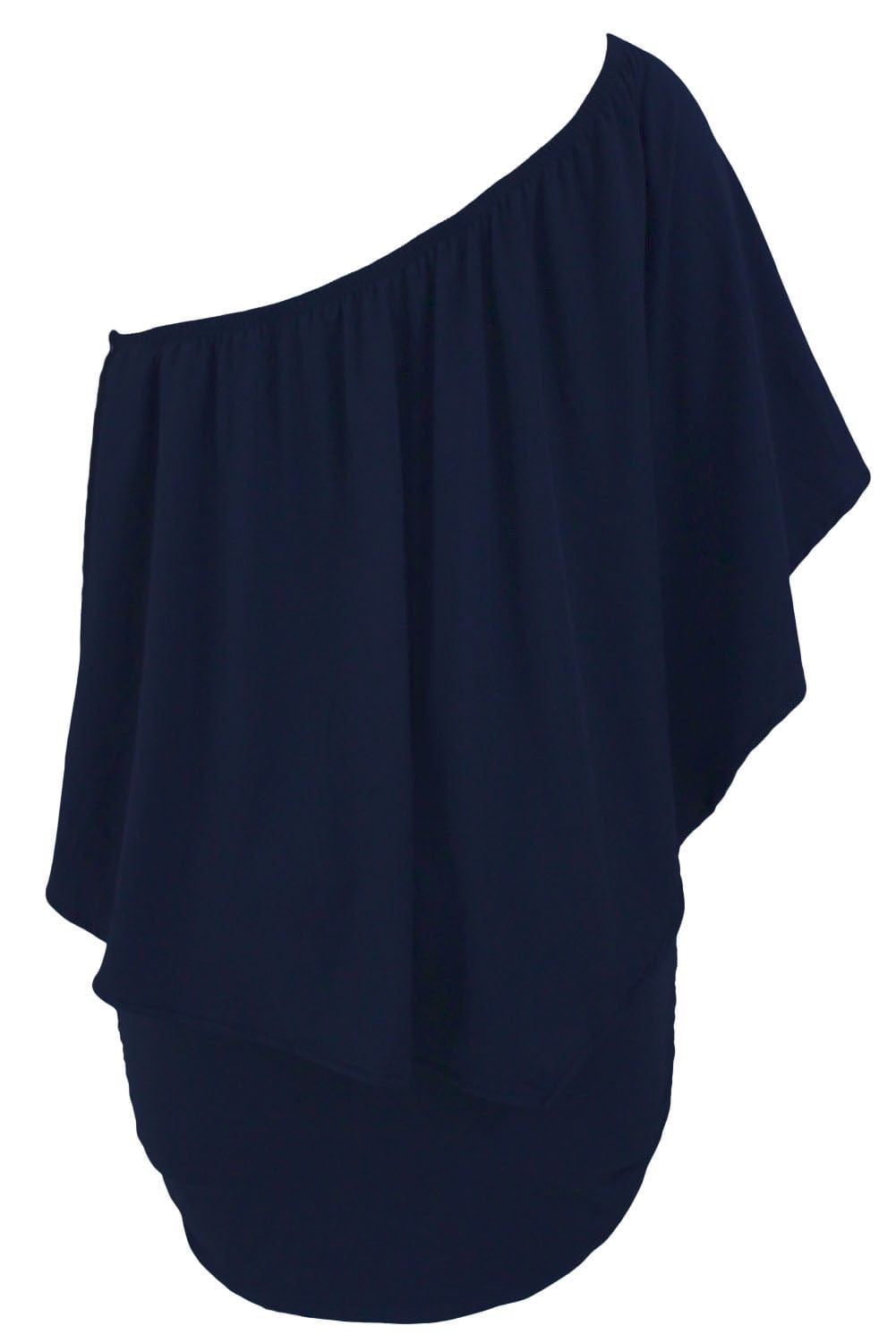 Layered Dark Blue Mini Poncho Dress with Versatile Styling Options