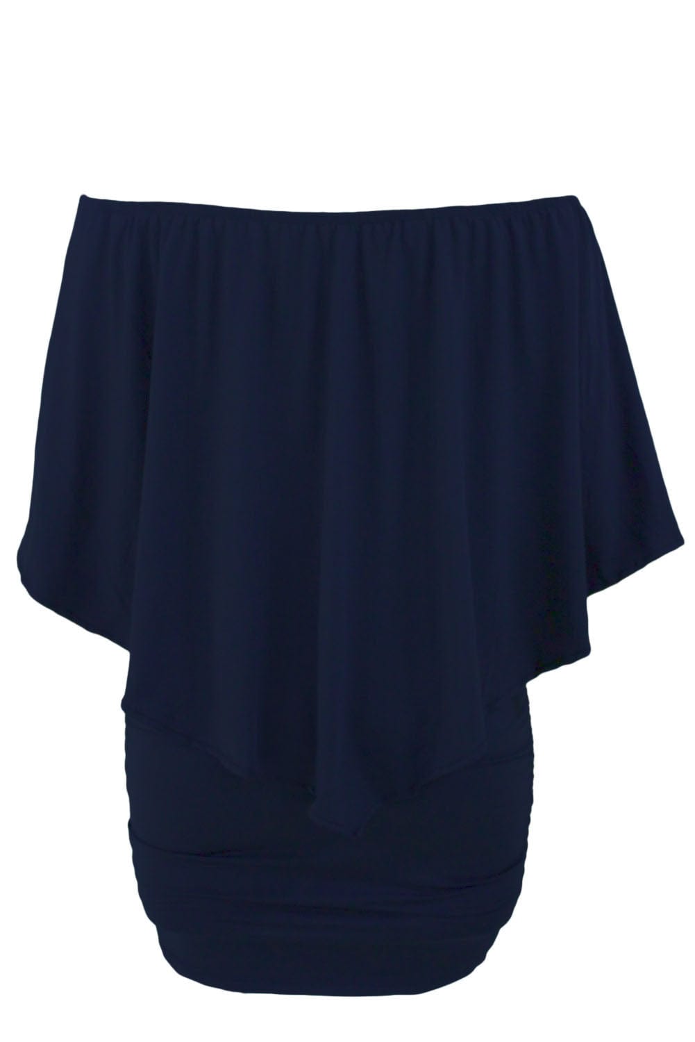 Layered Dark Blue Mini Poncho Dress with Versatile Styling Options
