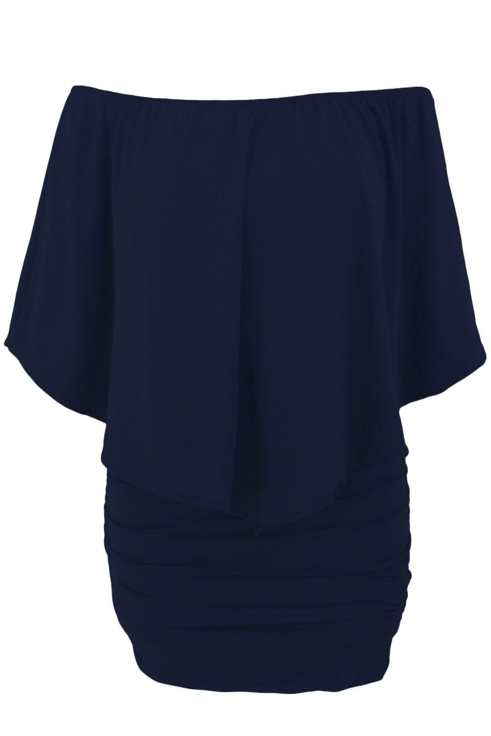Layered Dark Blue Mini Poncho Dress with Versatile Styling Options