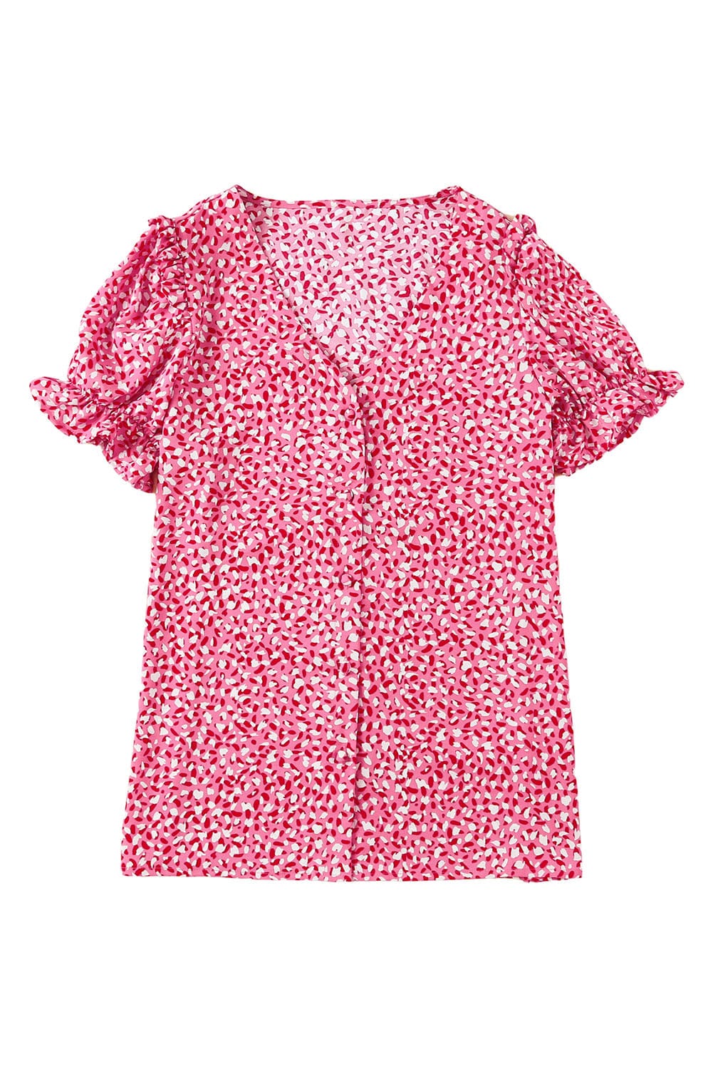 Layered Plaid Short Sleeve V-Neck Lotus Leaf Blouses