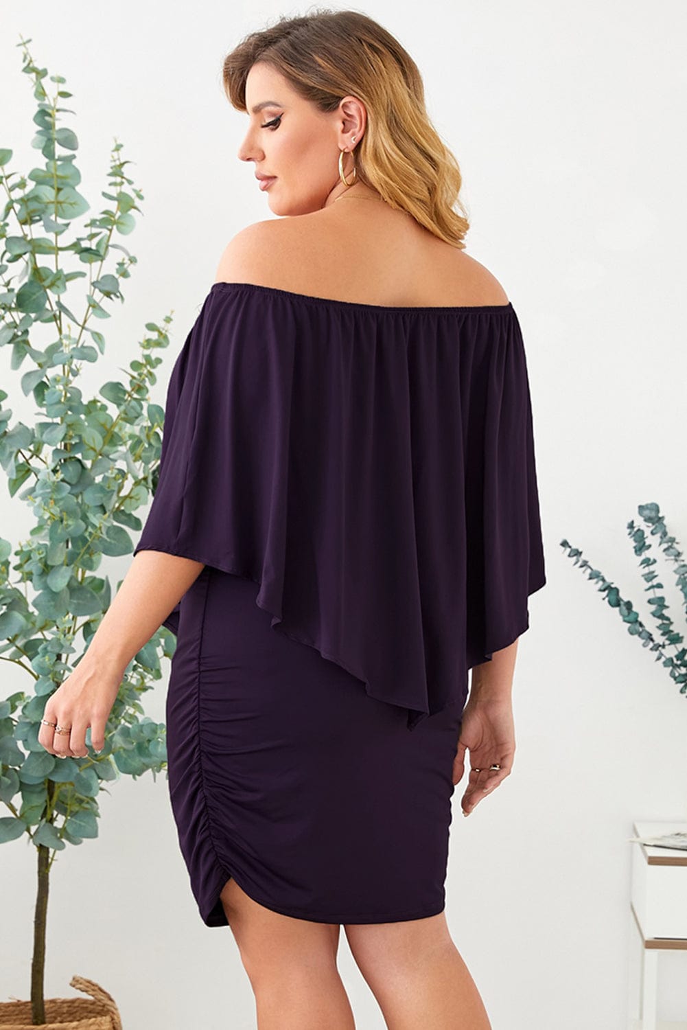 Layered Purple Mini Poncho Dress with Versatile Styling