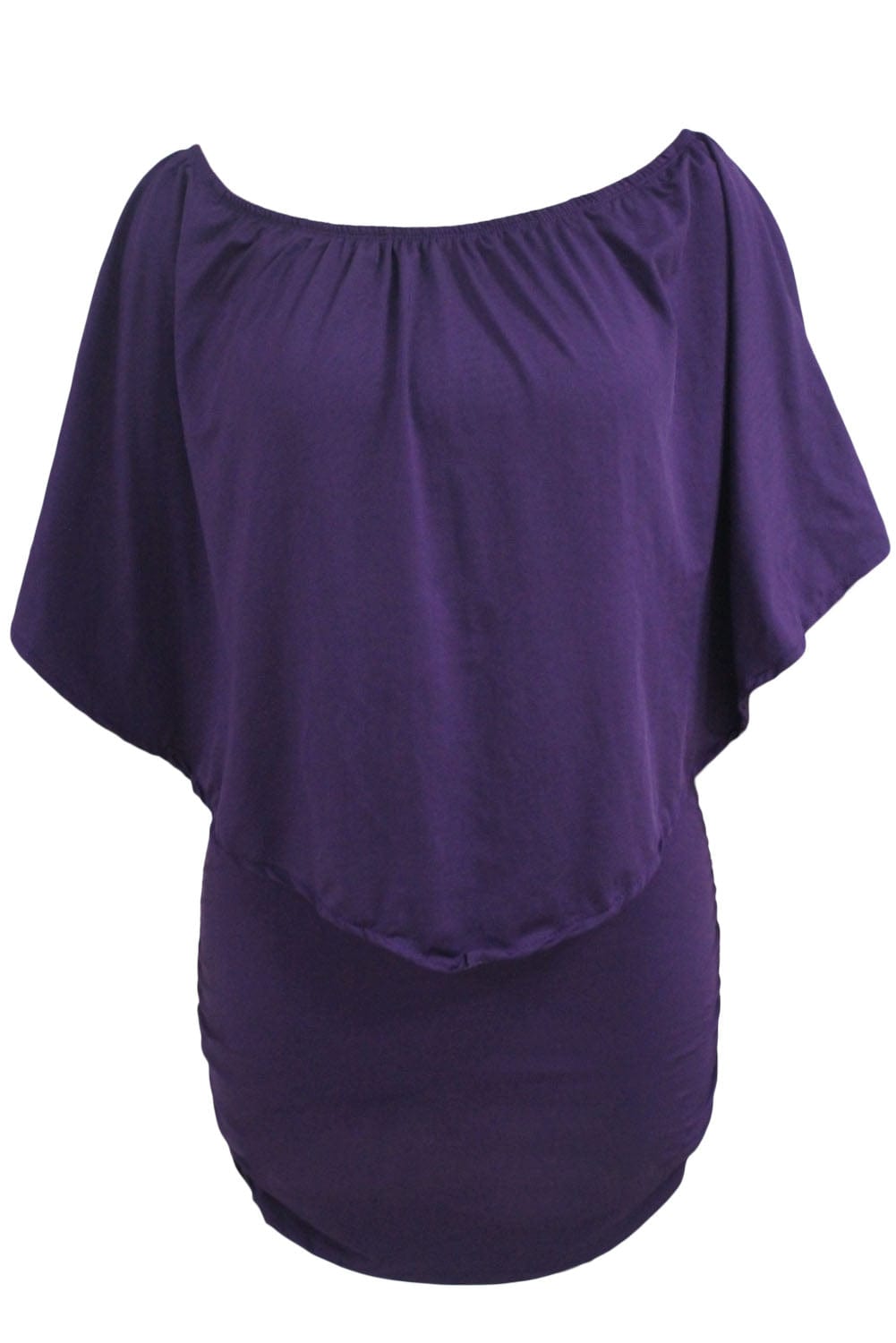Layered Purple Mini Poncho Dress with Versatile Styling