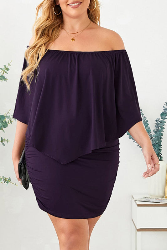 Layered Purple Mini Poncho Dress with Versatile Styling