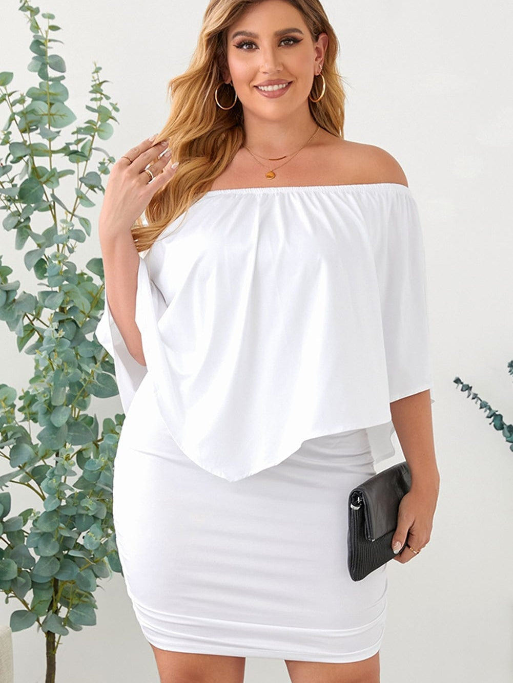 Layered Ruffle White Mini Poncho Dress