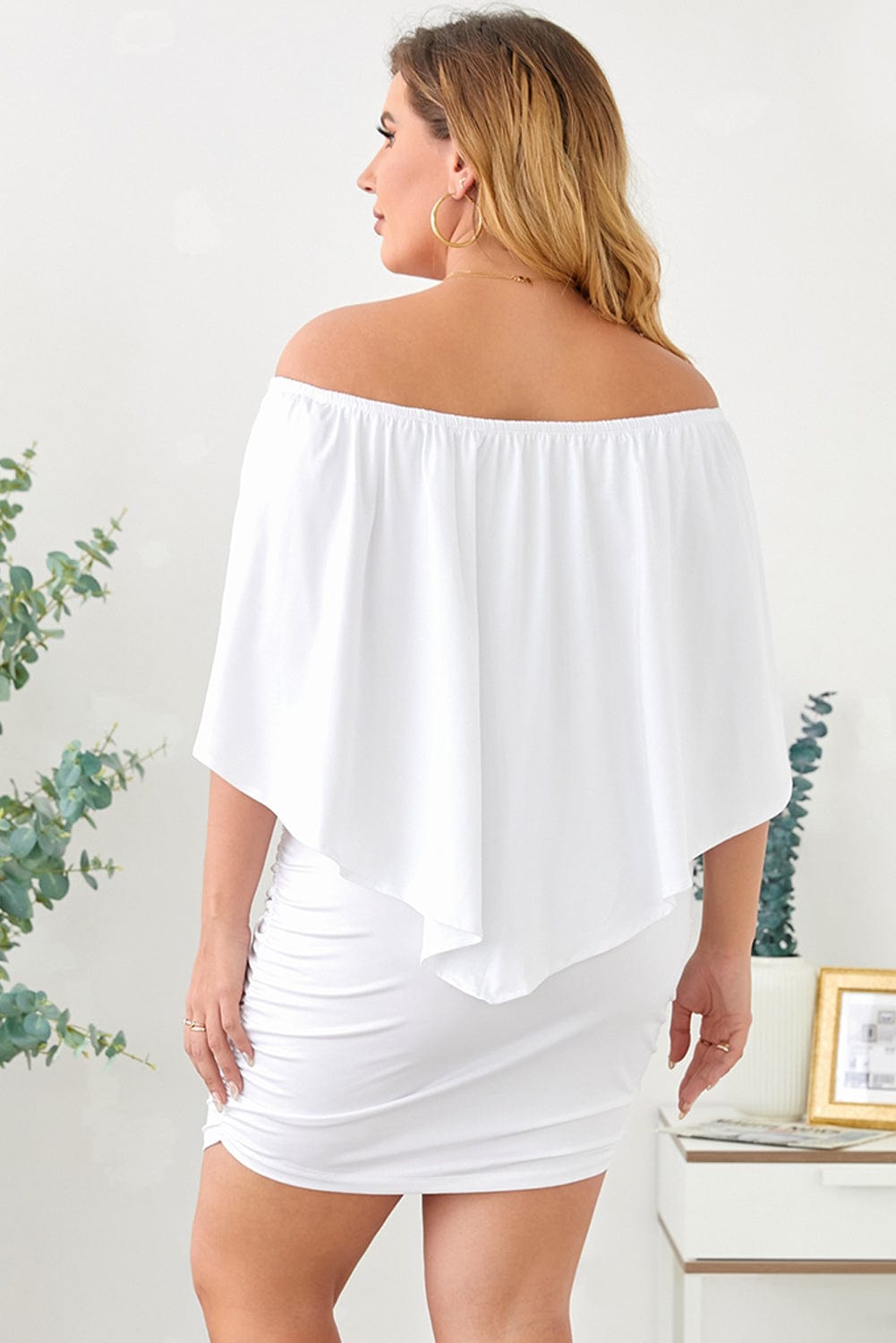 Layered White Poncho Mini Dress with Versatile Styling