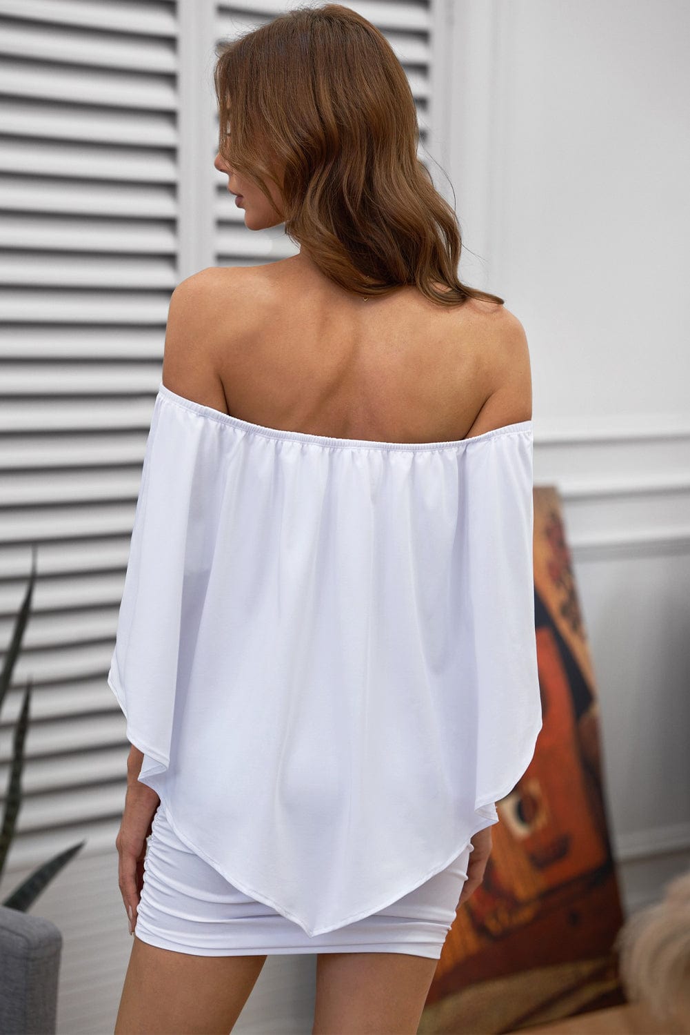 Layered White Poncho Mini Dress with Versatile Styling