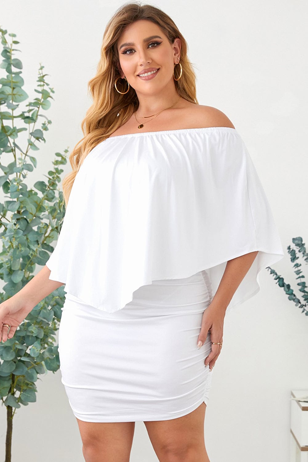 Layered White Poncho Mini Dress with Versatile Styling