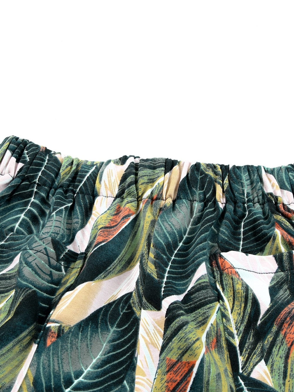 Leafy Green Drawstring Shorts with Pockets