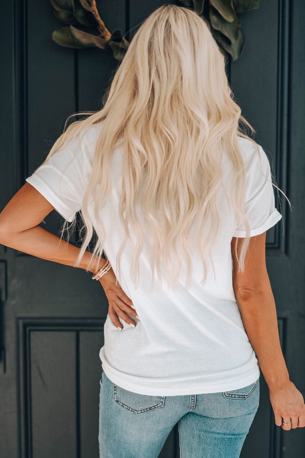 Leopard Clover Slogan Graphic Tee in White