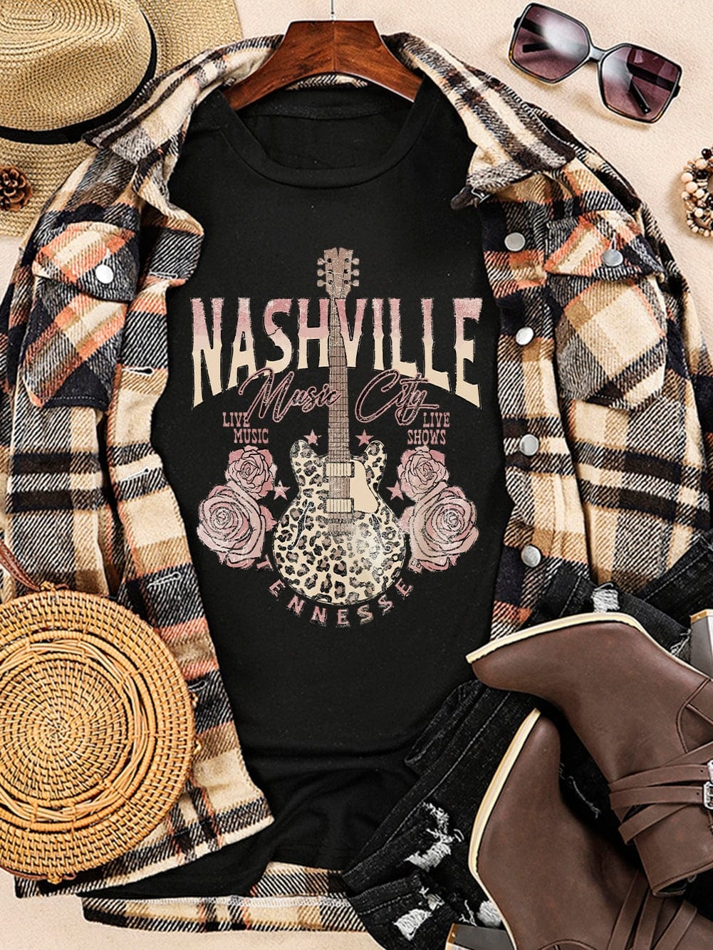Leopard Guitar Graphic Tee for Music Lovers