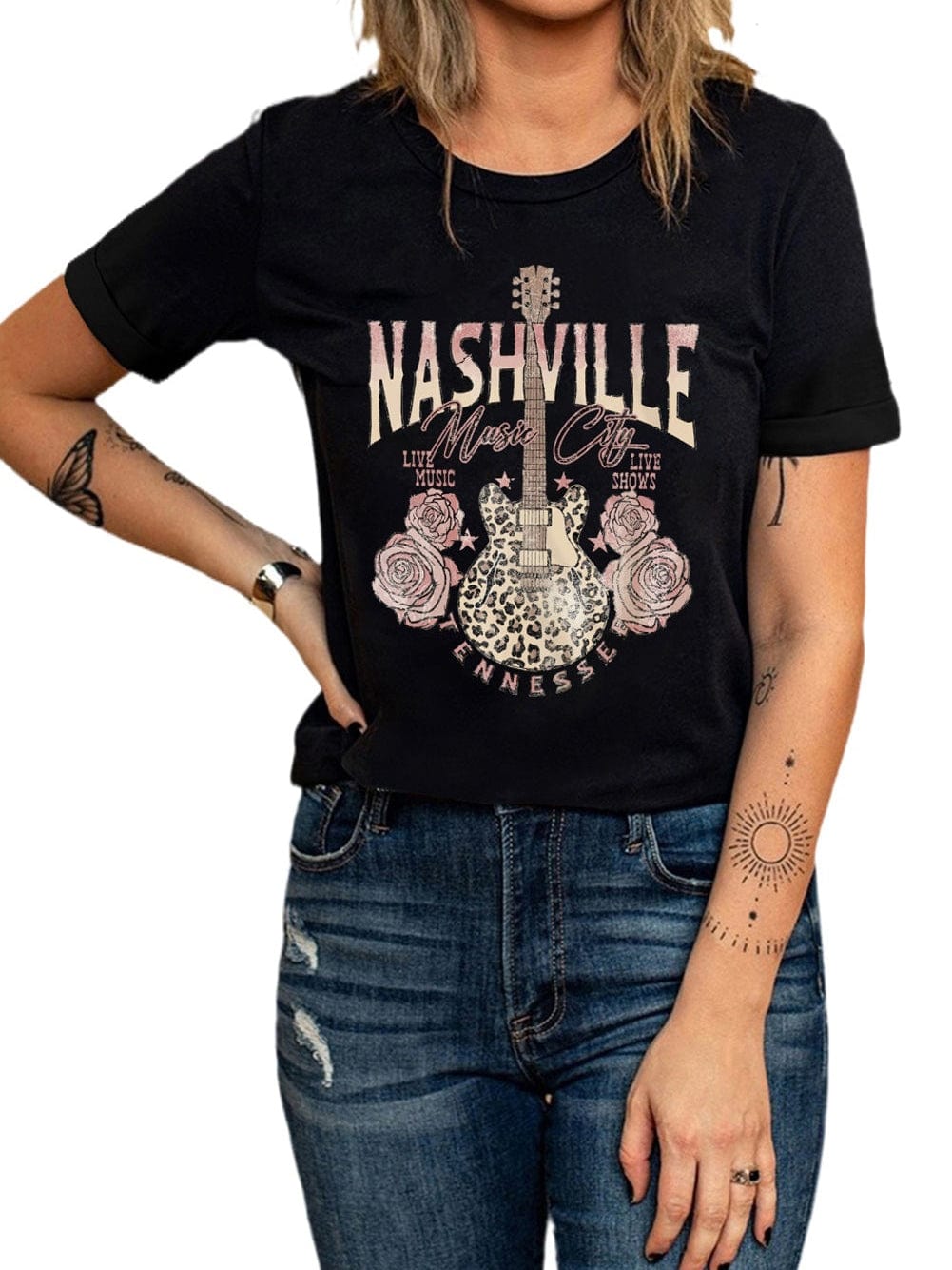 Leopard Guitar Graphic Tee for Music Lovers