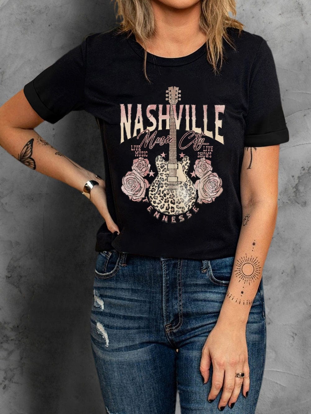 Leopard Guitar Graphic Tee for Music Lovers