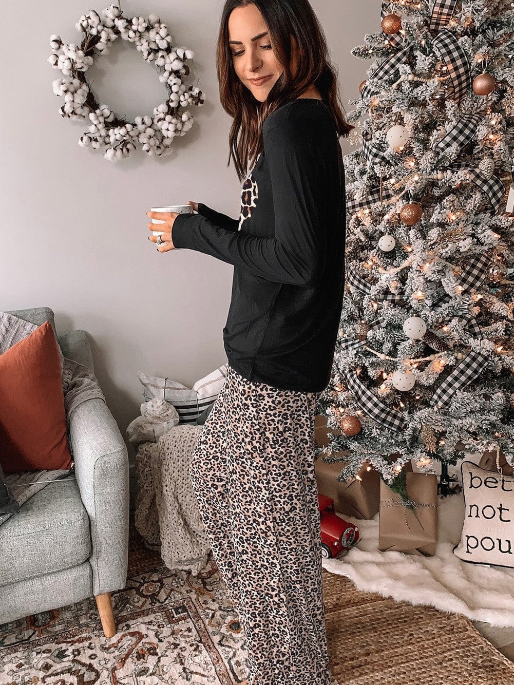 Leopard Heart Print Cozy Lounge Set