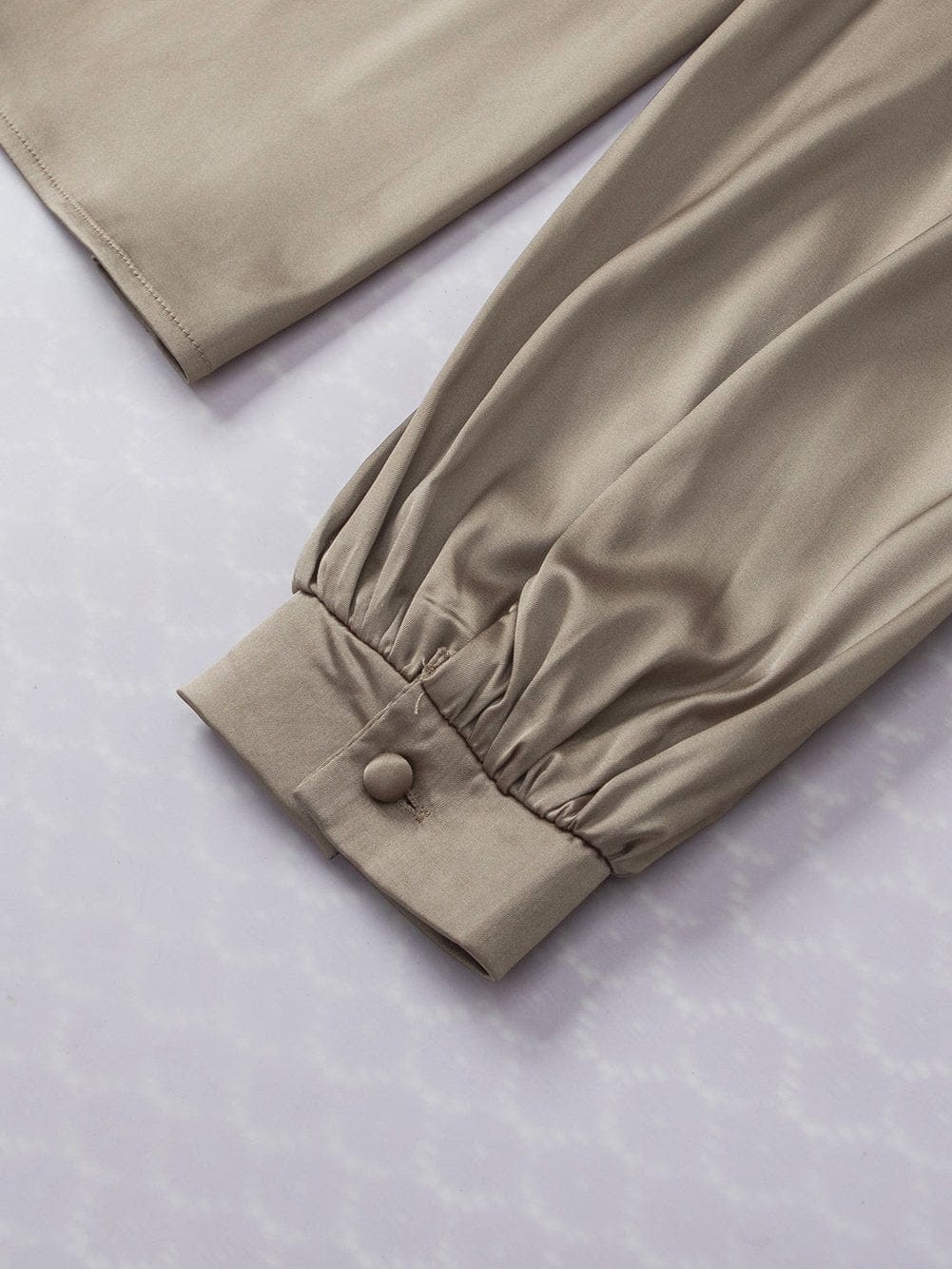 Leopard Jacquard Satin Blouse in Light French Beige