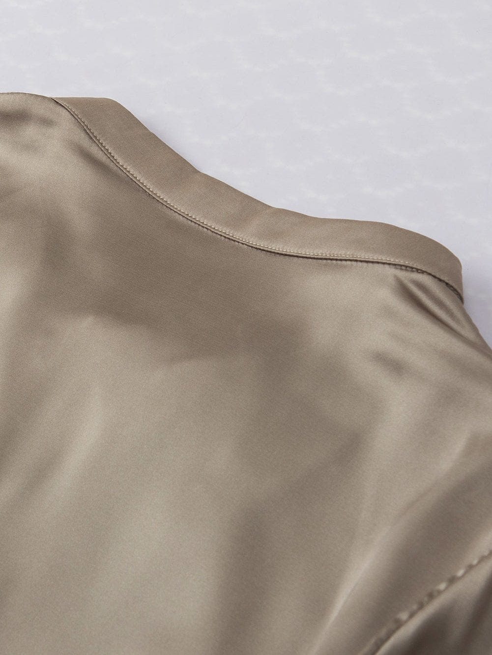 Leopard Jacquard Satin Blouse in Light French Beige