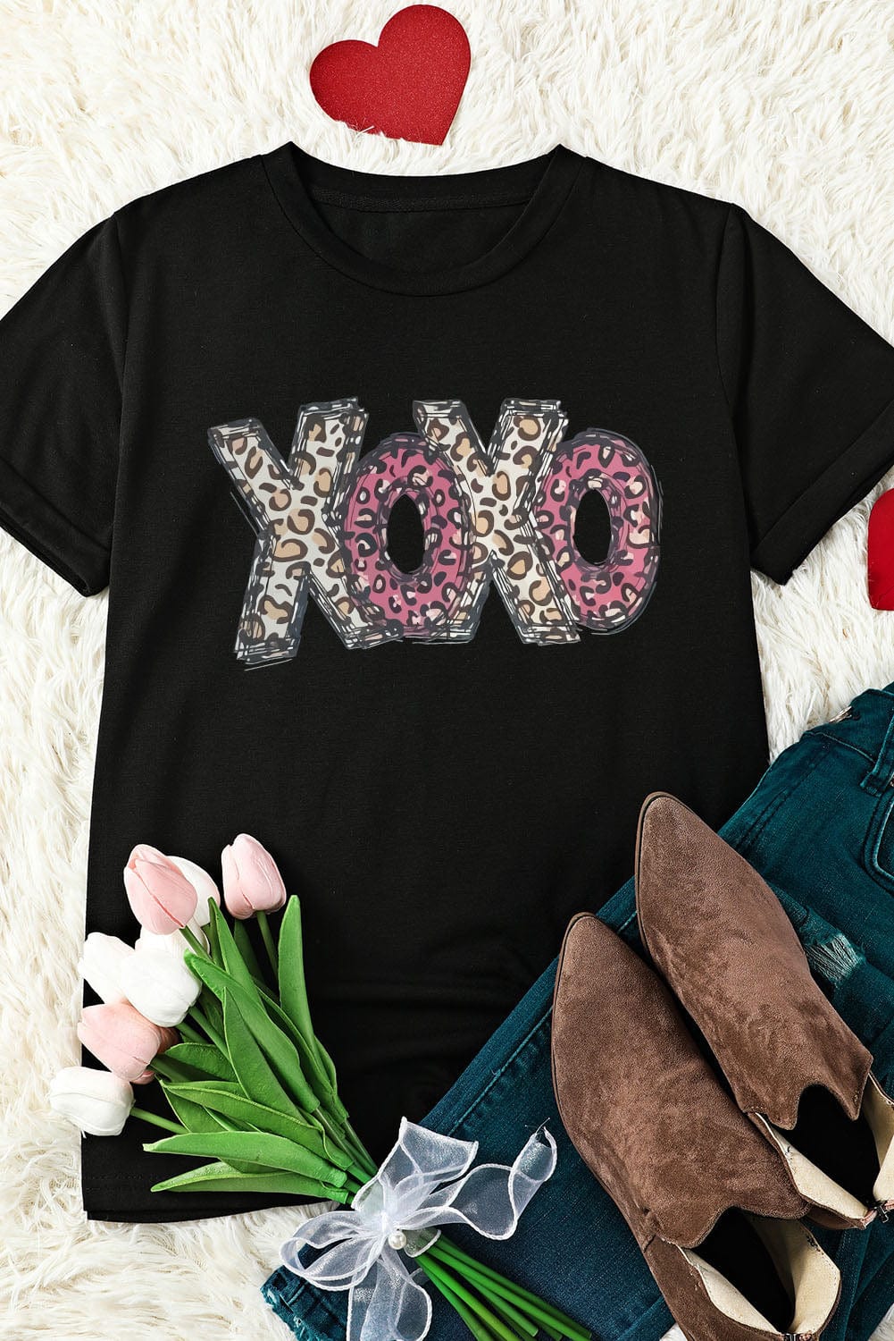 Leopard Love Black Graphic Tee