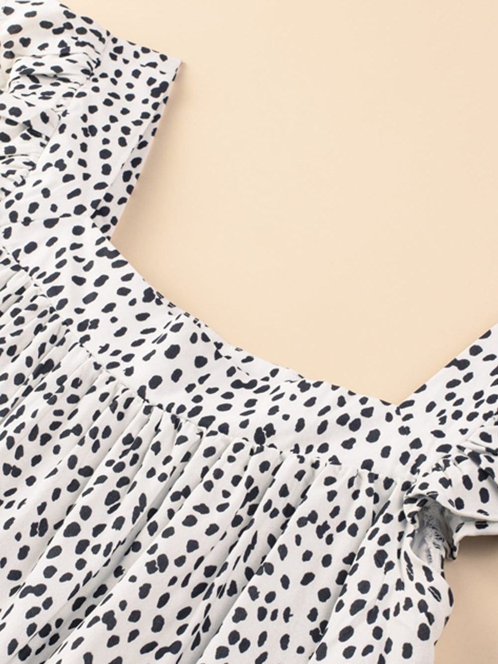 Leopard Patchwork Flutter Sleeve Square Neck Mini Dress