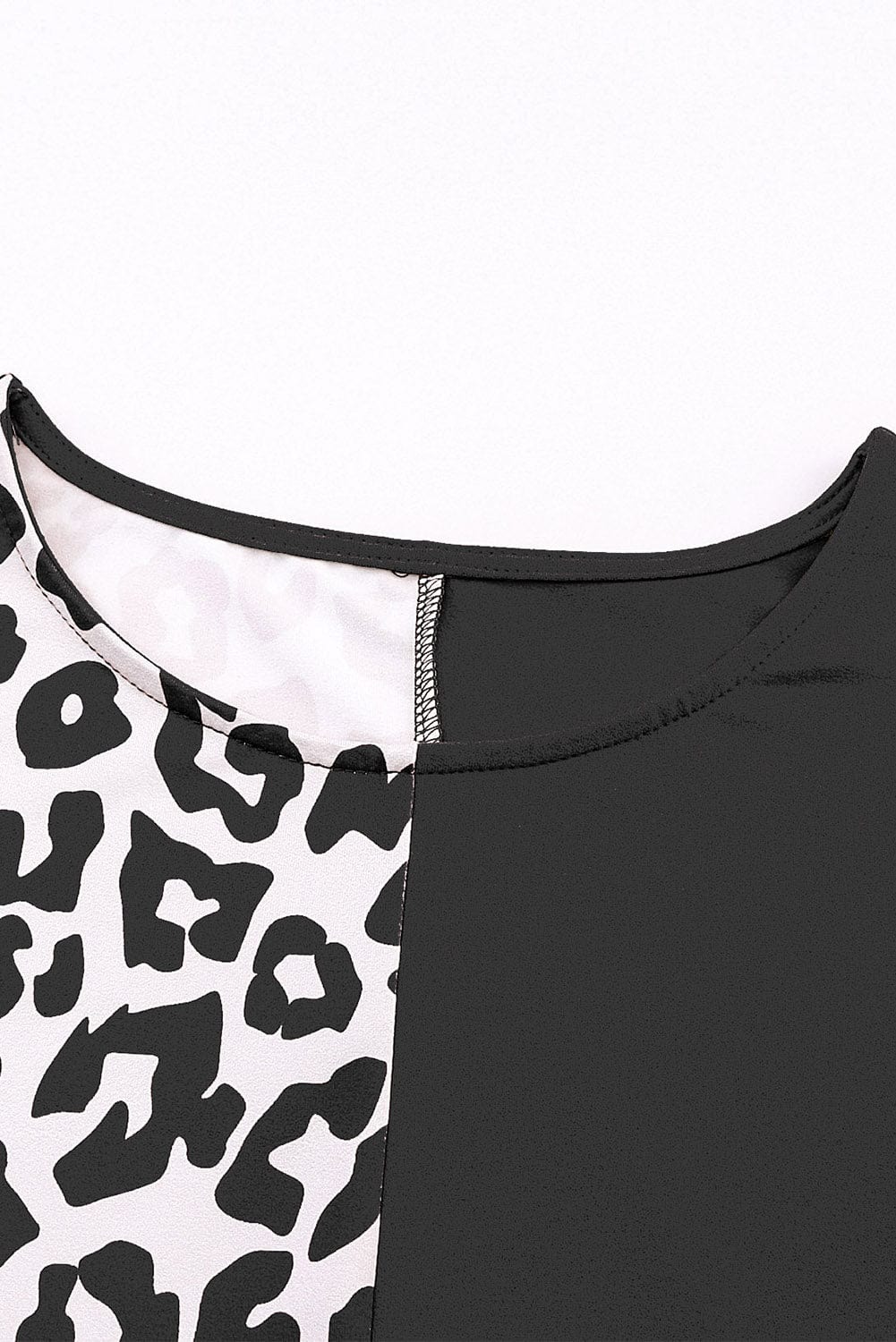 Leopard Patchwork Sleeveless Top with Black Trim